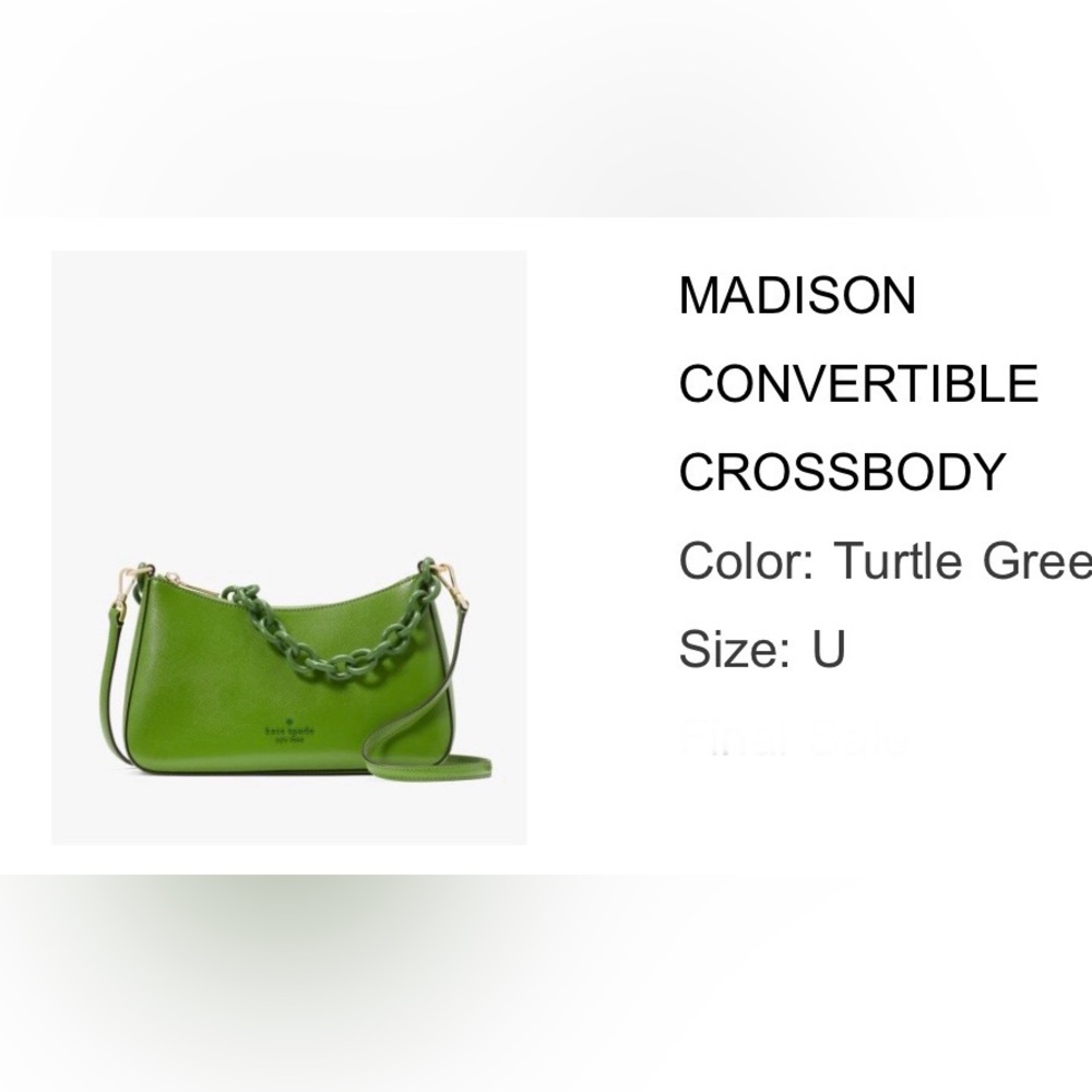 Kate Spade NEW YORK, Handbag+, Matching Chain Link, Apple Green, Authentic - Picture 3 of 13
